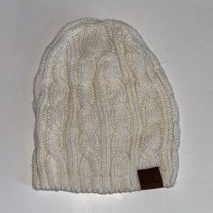 CC Boutique Cream Cable Knit Beanie